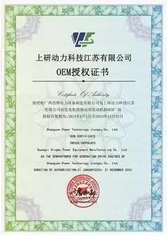 Certificado de autorização OEM do motor diesel Shangyan Power
