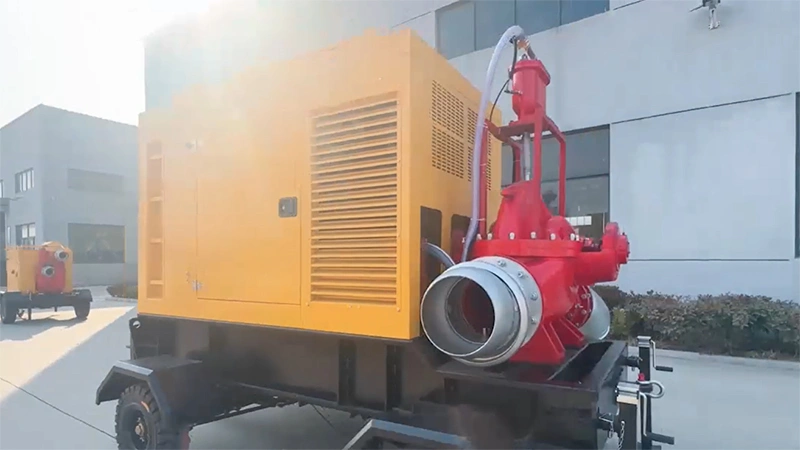 Bomba de sucção dupla montada com carreta